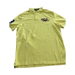 Vintage Ralph Lauren Polo Shirt Yellow Big Pony Rugby Jersey Golf Preppy-Large